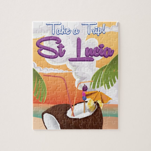 St Lucia serieskt resandeaffisch. Pussel (Vertikal)