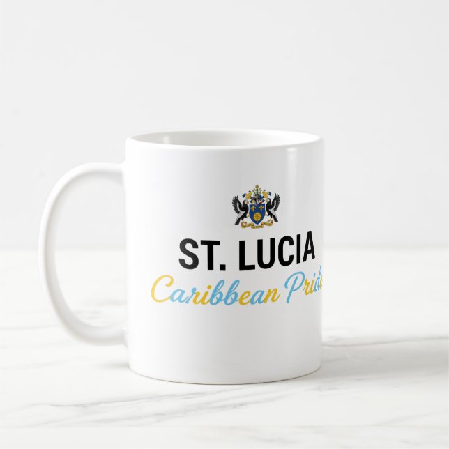 St. Lucia statsvapen | Hvardaglig stolthet Kaffemugg (Vänster)