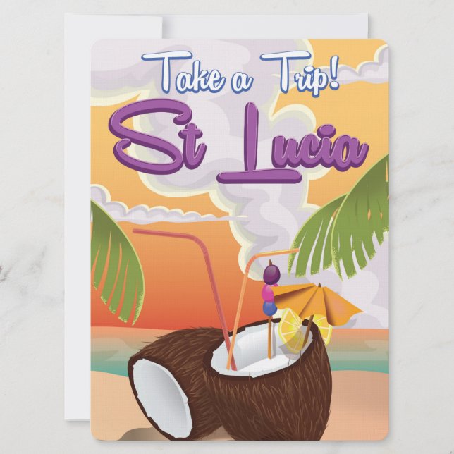 St Lucia-Tecknadens reseaffisch. Inbjudningar (Framsida)