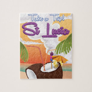 St Lucia-Tecknadens reseaffisch. Pussel
