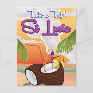St Lucia-Tecknadens reseaffisch. Vykort
