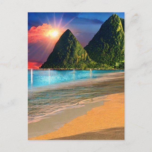 St. Lucia The Pitons Sunrise Vykort (Framsida)