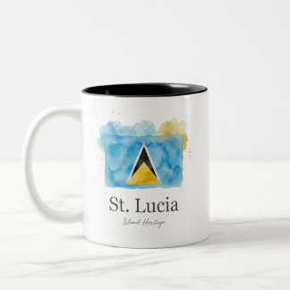 St. Lucia Vattenfärg Flagga | Karibiskt Kulturarv Två-Tonad Mugg