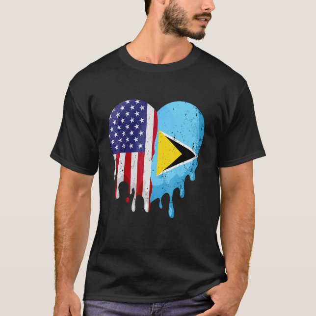 St Lucian American Patriot Grown Land Smälter H T Shirt (Framsida)