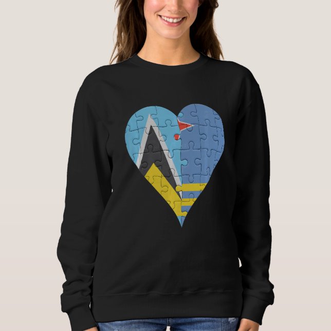 St Lucian Aruban Flagga Heart T Shirt (Framsida)