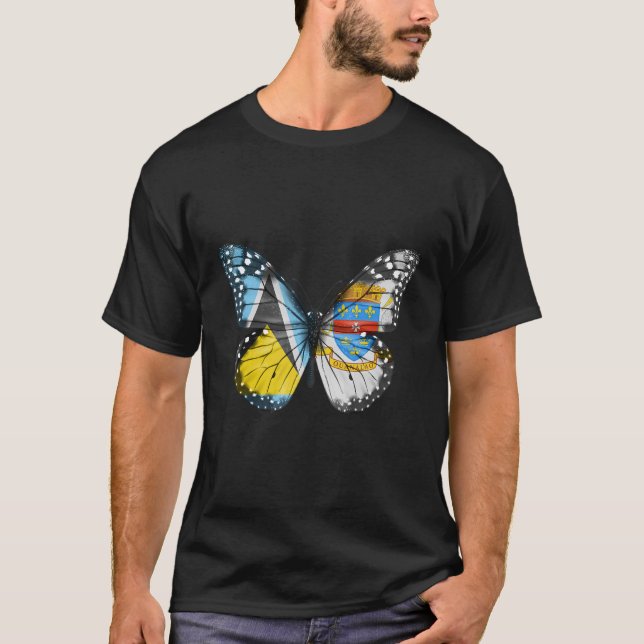 St Lucian St Barts Flagga Butterfly T Shirt (Framsida)