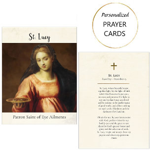 St. Lucy Beskyddarinna för Ögon Katolsk Bönkort Placeringskort