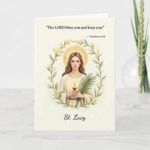 St Lucy Guds Fred och Välgång med Skrift Kort