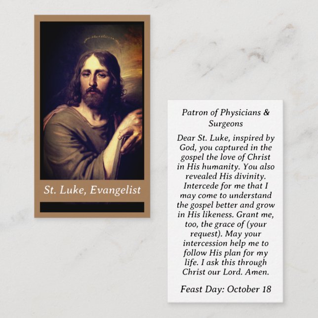 St. Luke-Anpassadet Prayer Card (Fram/baksida)