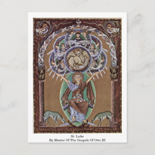 St Luke av Gospelet i Otto III. Vykort (Framsida)