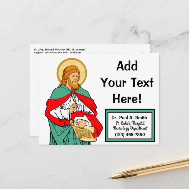 St. Luke, Beloved Physician (RLS 08; MedVers.) Vykort (Fram/Back In Situ)