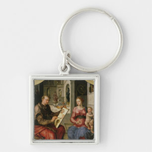 St Luke som målar oskulden, c.1545 Fyrkantig Silverfärgad Nyckelring