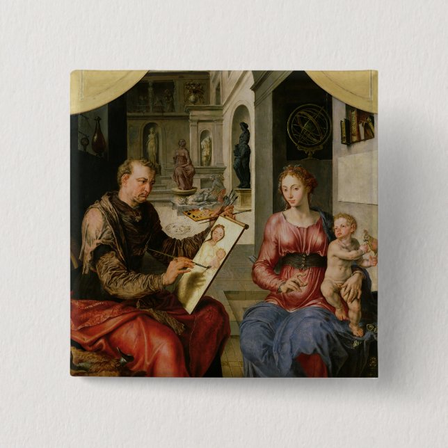 St Luke som målar oskulden, c.1545 Knapp (Framsida)