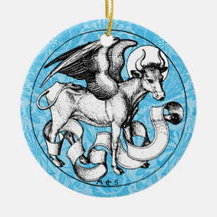 St Luke's Emblem Winged Bull Julgransprydnad Keramik