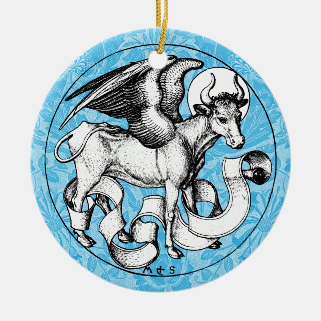 St Luke's Emblem Winged Bull Julgransprydnad Keramik (Framsidan)
