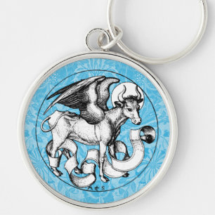 St Luke's Emblem Winged Bull Rund Silverfärgad Nyckelring