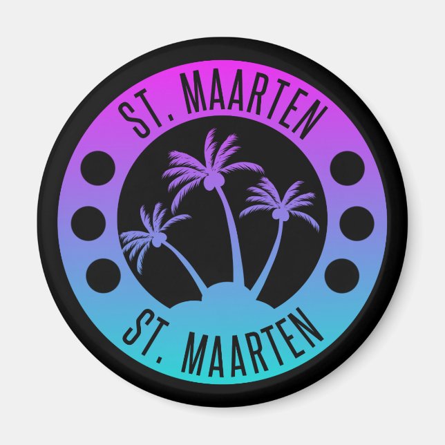 St. Maarten Blue Gradient Sint Martin Magnet (Framsidan)