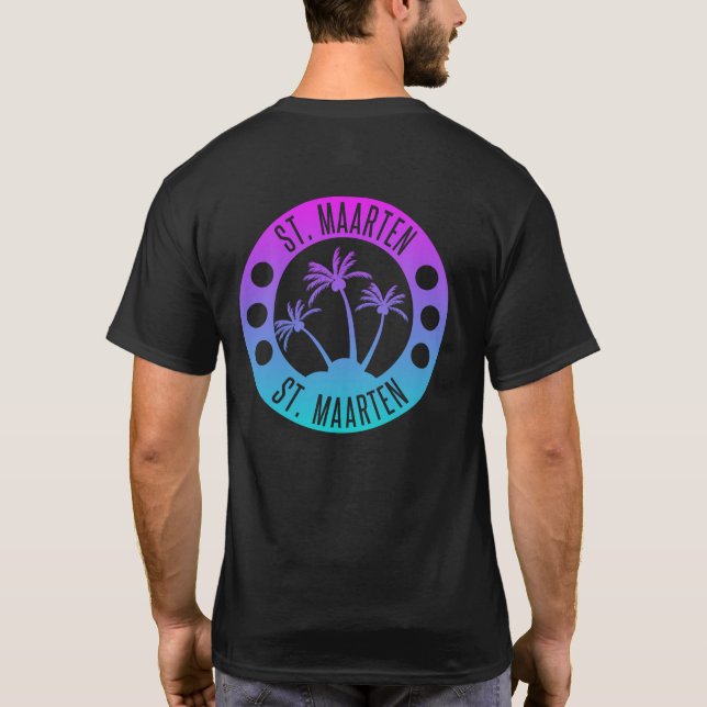 St. Maarten blue Gradient Sint Martin T Shirt (Baksida)