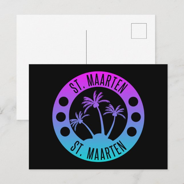 St. Maarten blue Gradient Sint Martin Vykort (Fram/baksida)