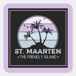 St. Maarten Den vänliga ön retro Sint Martin Fyrkantigt Klistermärke