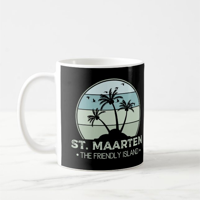 St. Maarten Den vänliga ön retro Sint Martin Kaffemugg (Vänster)
