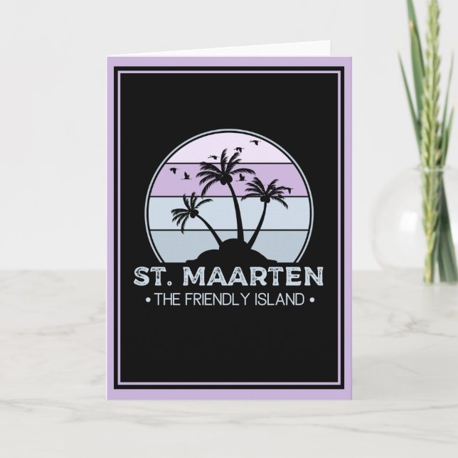St. Maarten Den vänliga ön retro Sint Martin Kort (Framsida)
