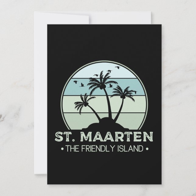 St. Maarten Den vänliga ön retro Sint Martin Kort (Framsida)