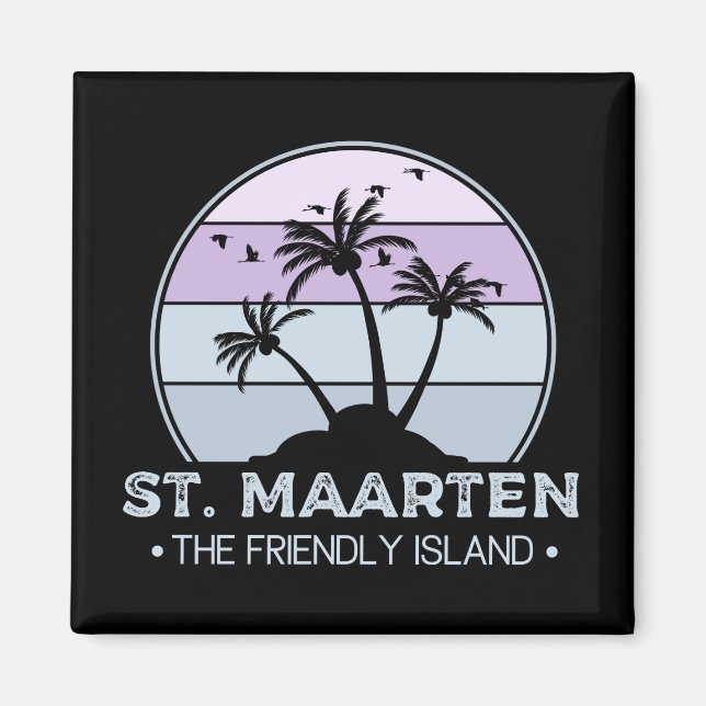 St. Maarten Den vänliga ön retro Sint Martin Magnet (Framsidan)