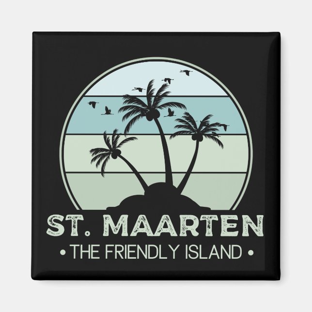 St. Maarten Den vänliga ön retro Sint Martin Magnet (Framsidan)