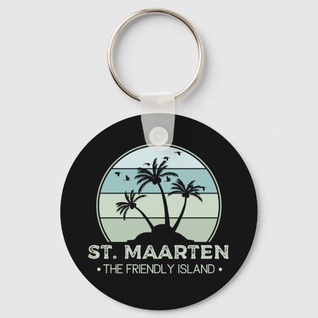 St. Maarten Den vänliga ön retro Sint Martin Nyckelring (Framsida)