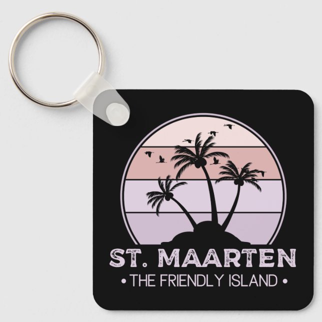 St. Maarten Den vänliga ön retro Sint Martin Nyckelring (Framsida)