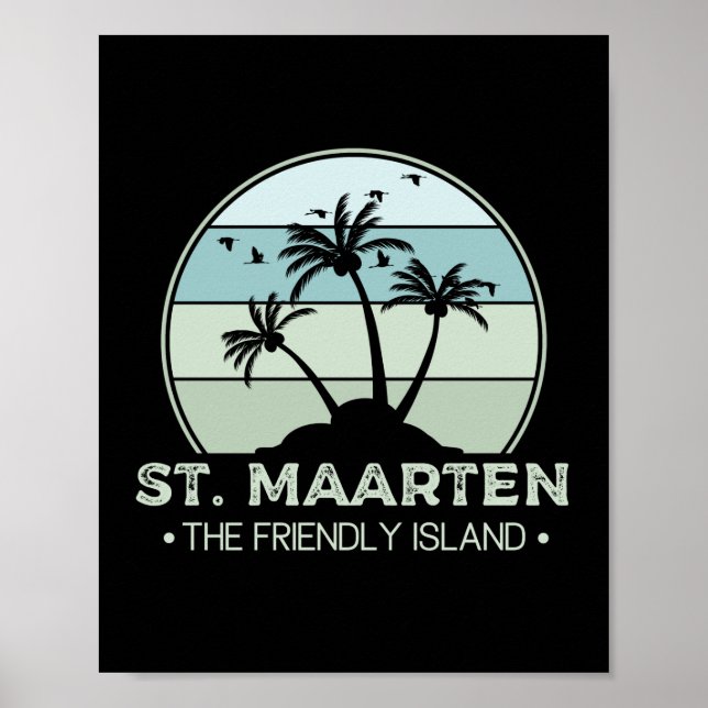 St. Maarten Den vänliga ön retro Sint Martin Poster (Framsidan)