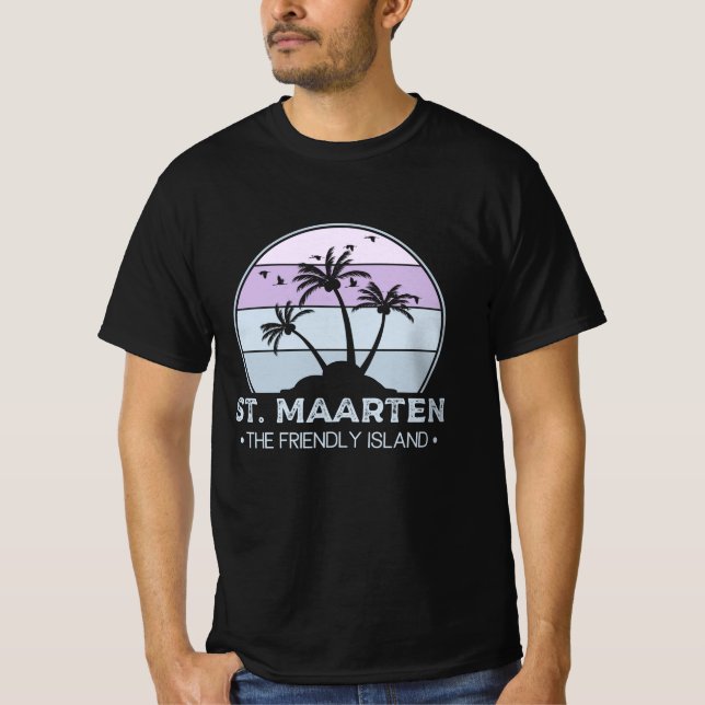 St. Maarten Den vänliga ön retro Sint Martin T Shirt (Framsida)