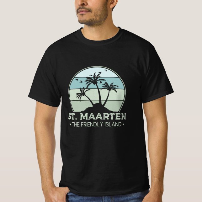 St. Maarten Den vänliga ön retro Sint Martin T Shirt (Framsida)