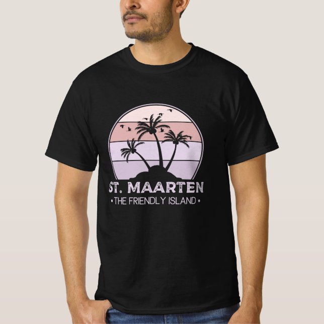 St. Maarten Den vänliga ön retro Sint Martin T Shirt (Framsida)