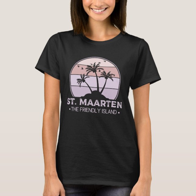 St. Maarten Den vänliga ön retro Sint Martin T Shirt (Framsida)