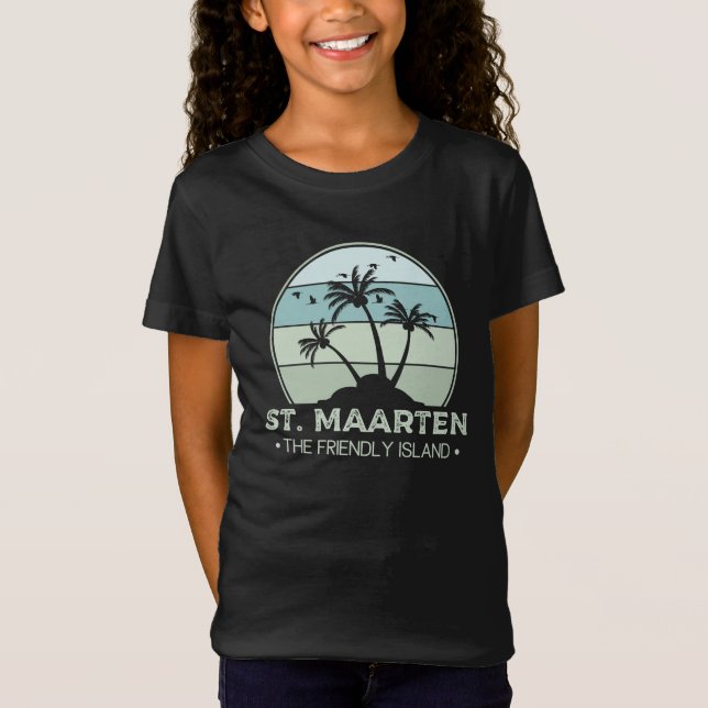 St. Maarten Den vänliga ön retro Sint Martin T Shirt (Framsida)