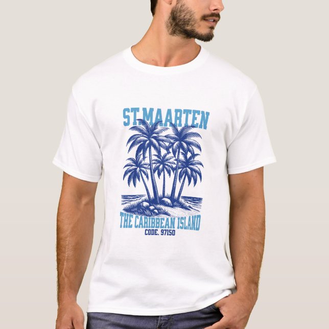 St. Maarten, Île Tropicale Caraïbes T Shirt (Framsida)