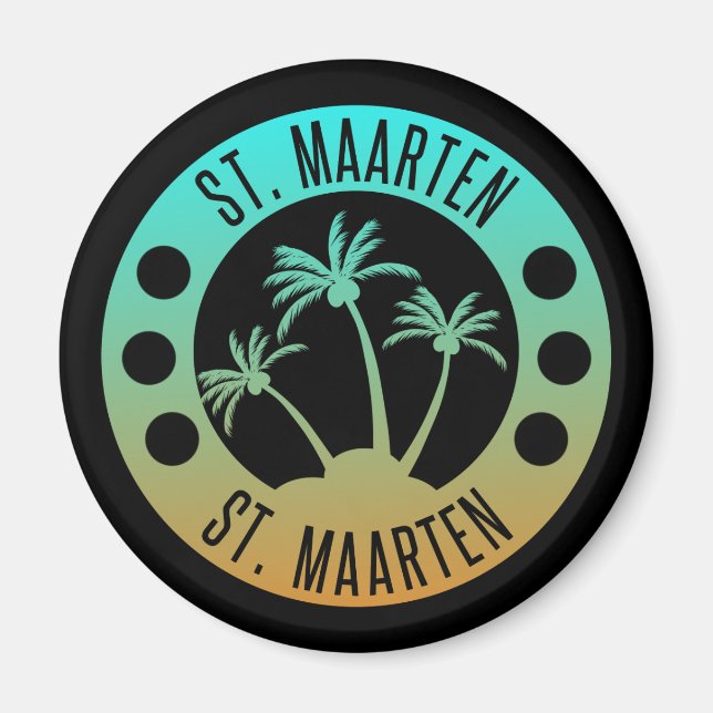 St. Maarten Ocean Aqua Blue Gradient Sint Martin Magnet (Framsidan)