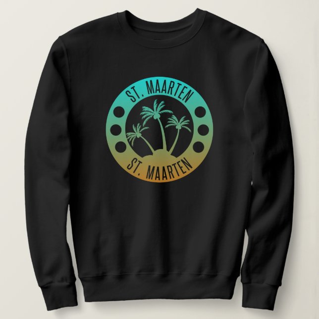 St. Maarten Ocean Aqua Blue Gradient Sint Martin T Shirt (Design framsida)