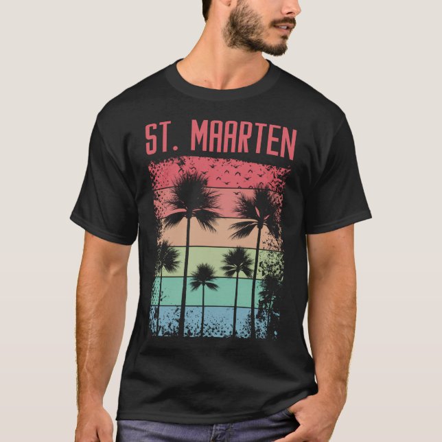 St. Maarten Retro Rainbow T Shirt (Framsida)