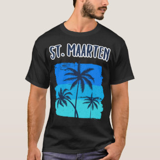 St. Maarten Retro Vacation Souvenir Handflatan Trä T Shirt