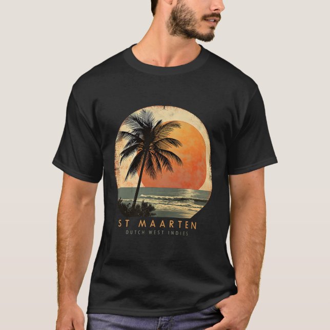 St. Maarten Smx Beach Surfing Travel St. Martin Va T Shirt (Framsida)