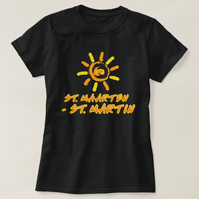 St. Maarten - St. Martin bright gult & orange T Shirt (Design framsida)