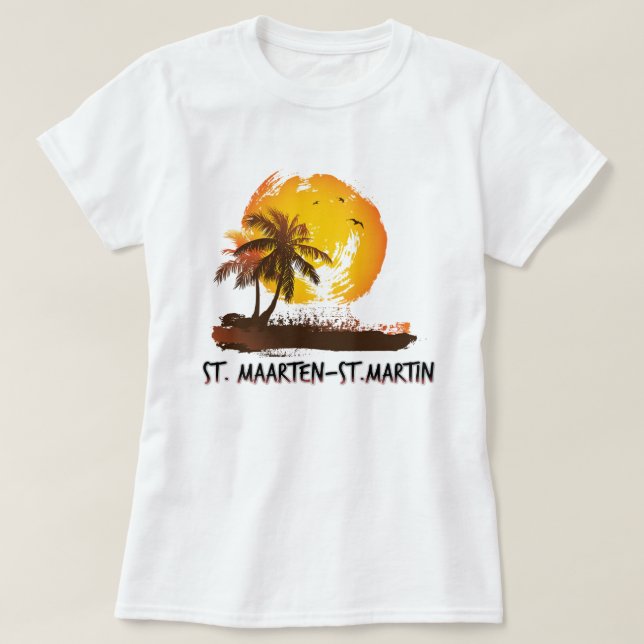 St. Maarten-St. Martin grunge T Shirt (Design framsida)