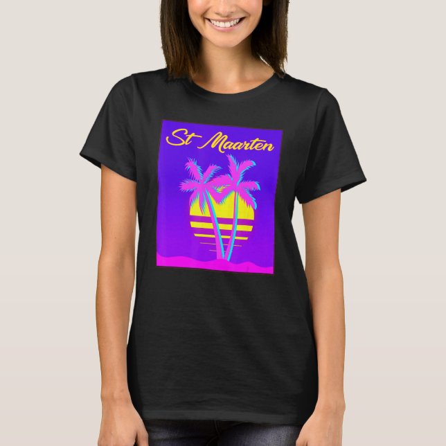 St Maarten Travel Summer Vacation Beach T Shirt (Framsida)