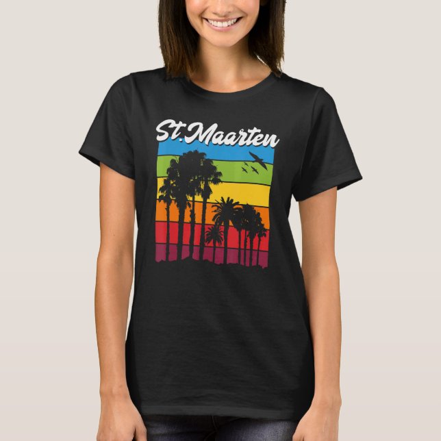 St Maarten Vacation Souvenir Rainbow Handflatan Tr T Shirt (Framsida)