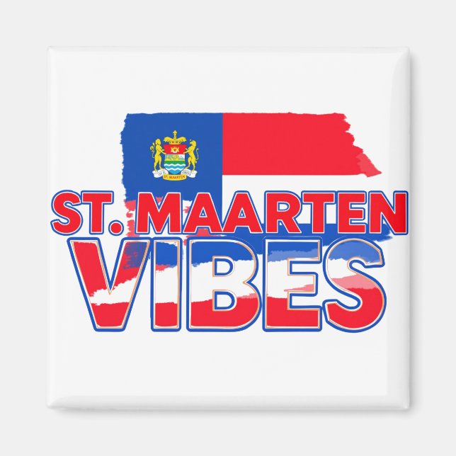 St. Maarten vibes Caribbean flag magnet (Framsidan)