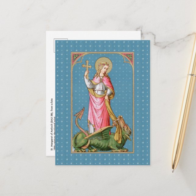 St. Margaret av Antiokia (SAU 038) Vykort (Fram/Back In Situ)