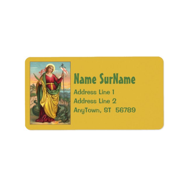 St. Margaret med Dragon and Resurrection Banner Adressetikett (Framsidan)